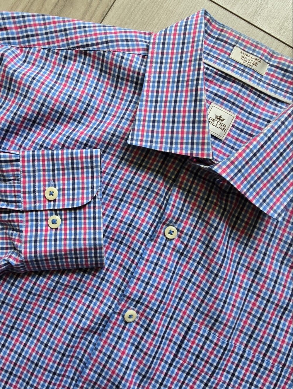 Peter Millar Long Sleeve Button Down Multi-check Pattern Shirt. XL. (F7)